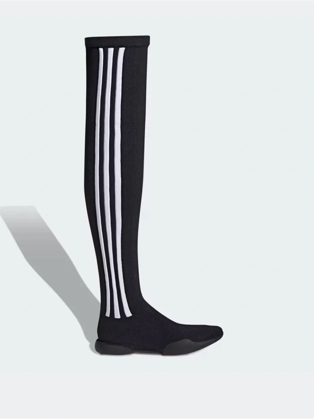 adidas Black Over-the-Knee Sock Boots with White Three Stripes